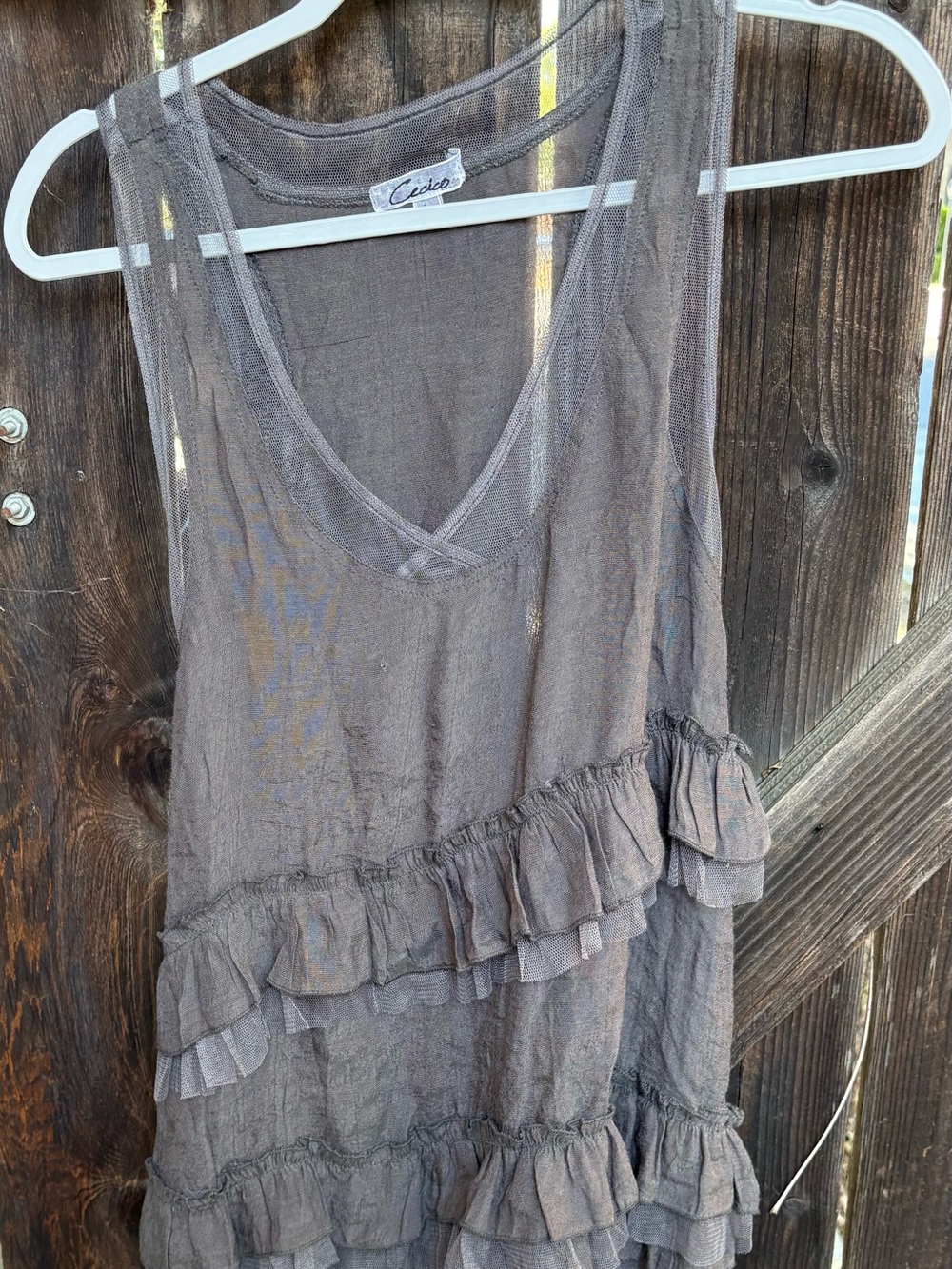 Cecico Taupe Black Ruffle Mini Dress/ Top